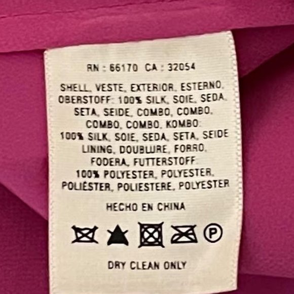 Leifsdottier Anthropologie Size 2 Silk Hot Pink Color Block Crewneck Asy… - Picture 5 of 5